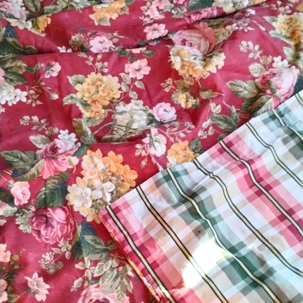 🌺🌼 Summer DUVET   QUEEN PEONIES & HYDRANGEAS PLAID EPLC